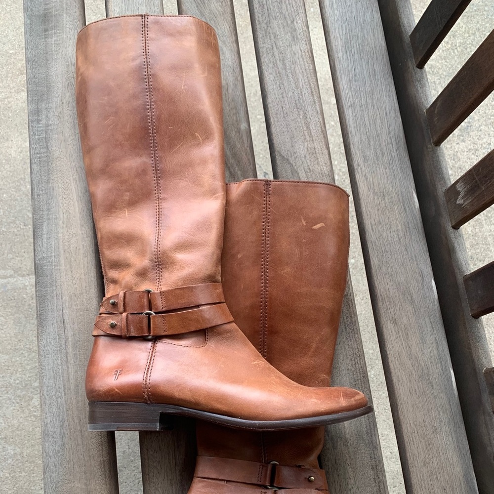 Frye Christie Strap Tall Boot Cognac 9.5B (M)
